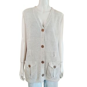 Vintage 80s Sweater Vest size Medium Linen Blend Long Length Peppy Riding Style